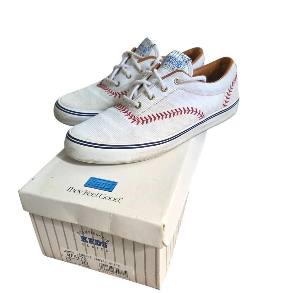 Vintage 1992 Keds Leather Baseball Stitch Shoes Womens 7 Championship Series 90s